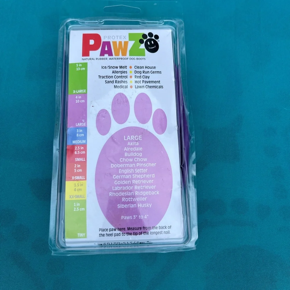 NEW IN BOX PAWS Purple Dog Paw Protector Shoe Size Large 12 pack